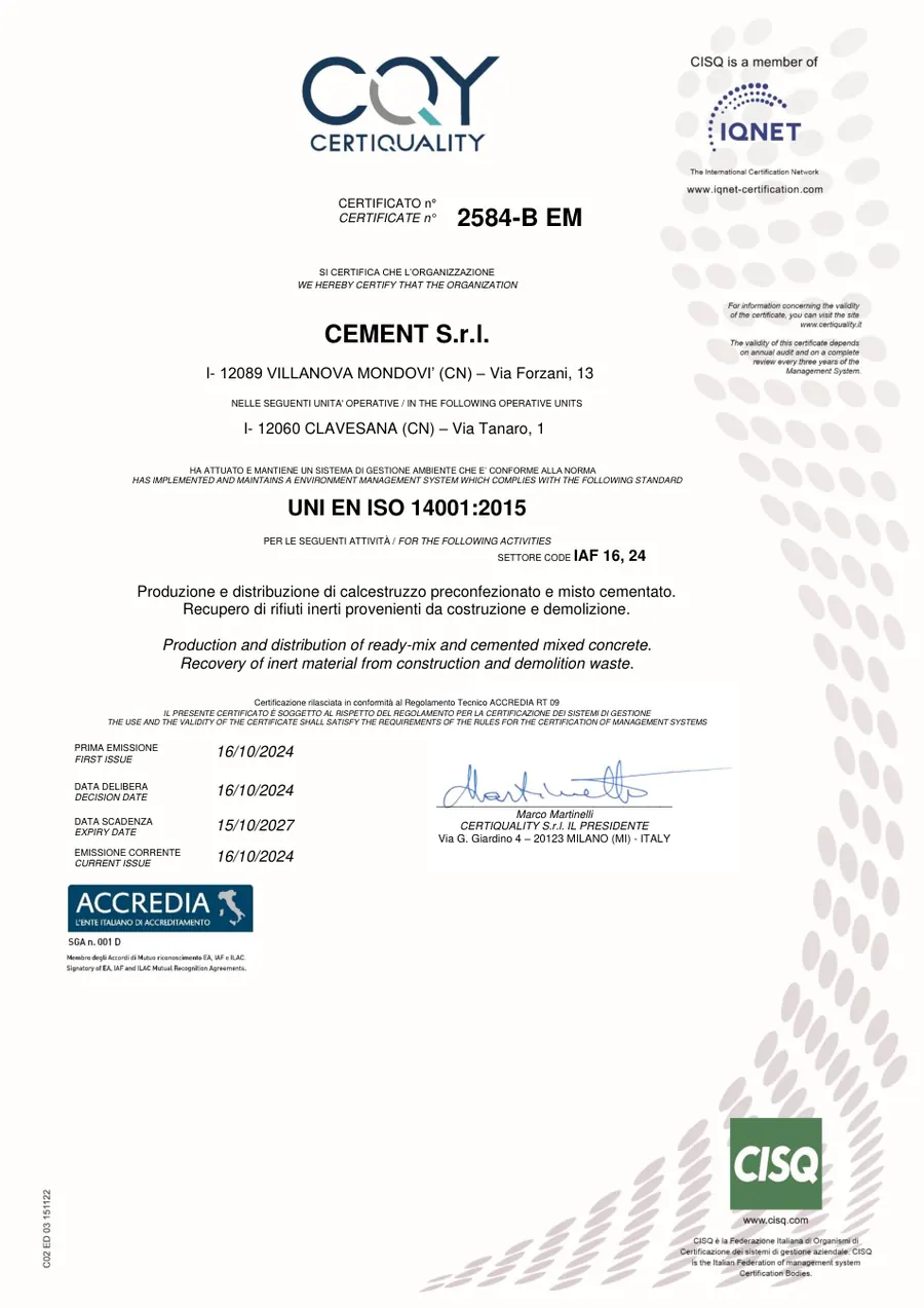 Anteprima: UNI EN ISO 14001:2015 · certificato 2584-B EM