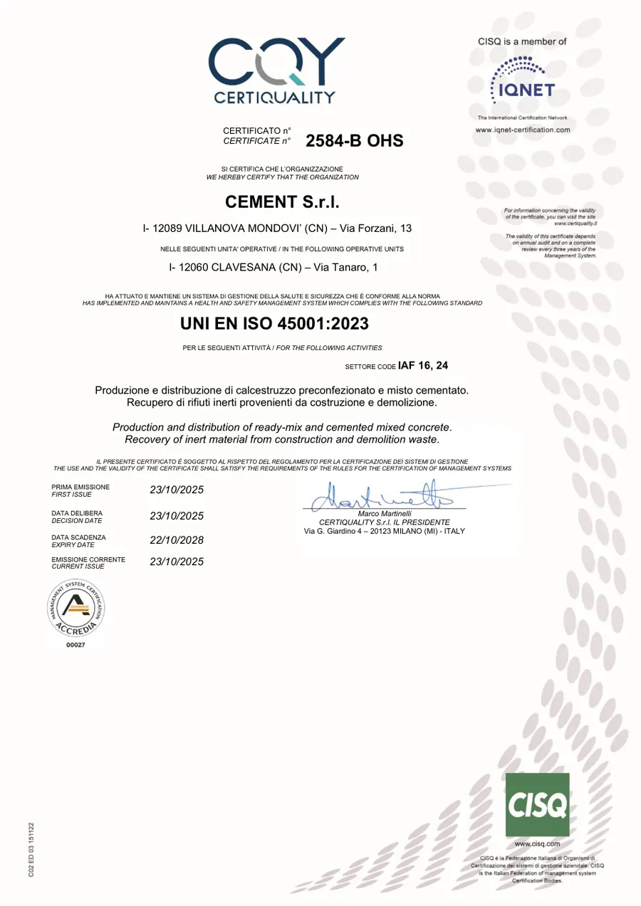 Anteprima: UNI EN ISO 45001:2023 · certificato 2584-B OHS