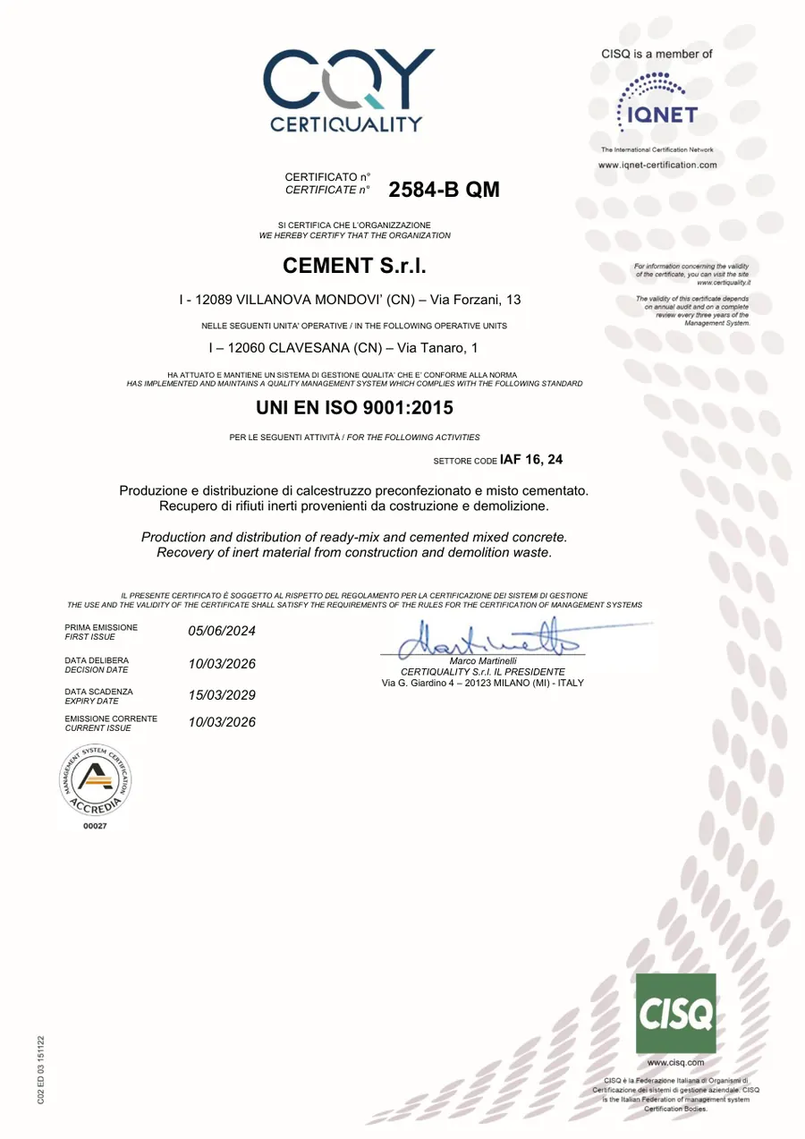 Anteprima: UNI EN ISO 9001:2015 · certificato 2584-B QM