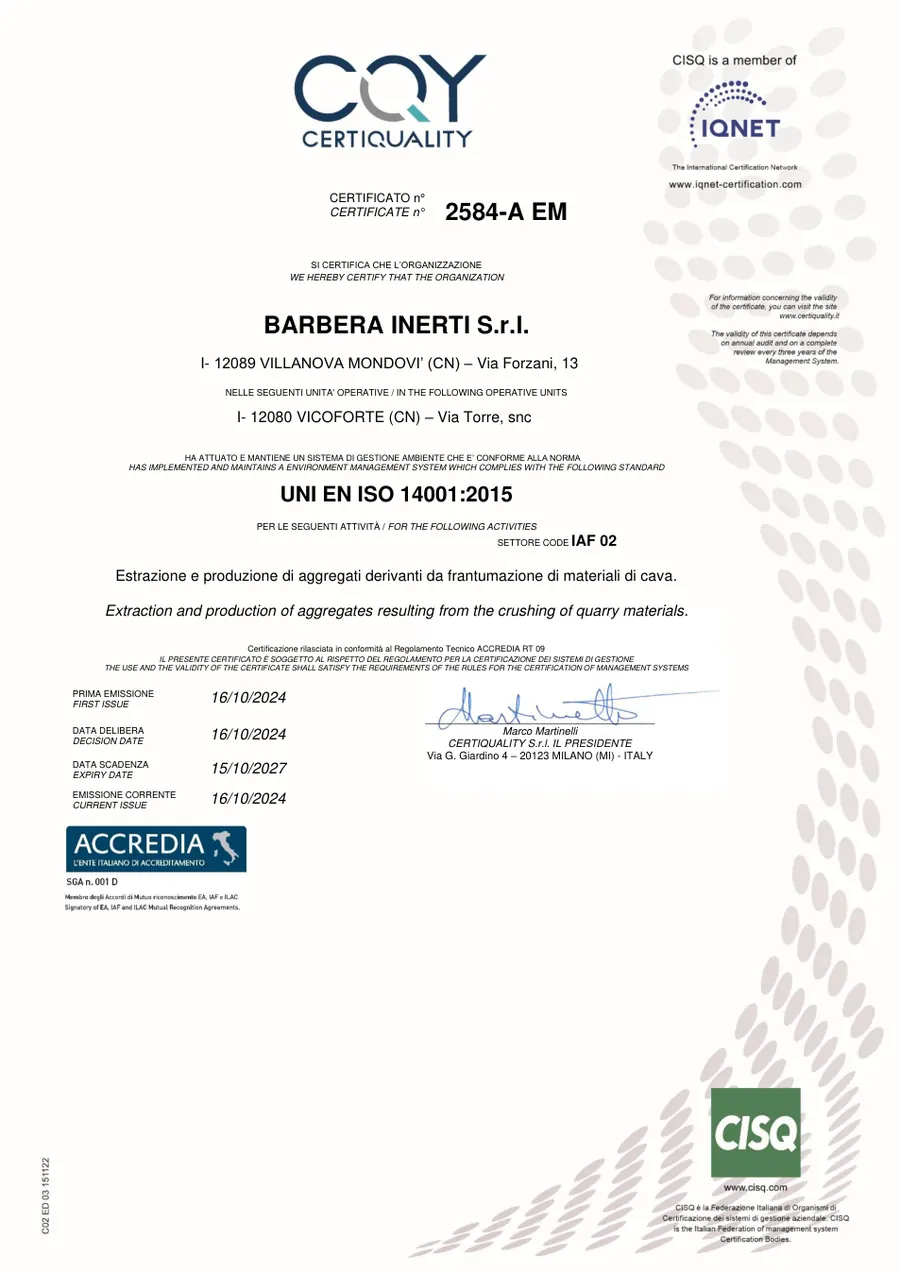 Anteprima: UNI EN ISO 14001:2015 · certificato 2584-A EM
