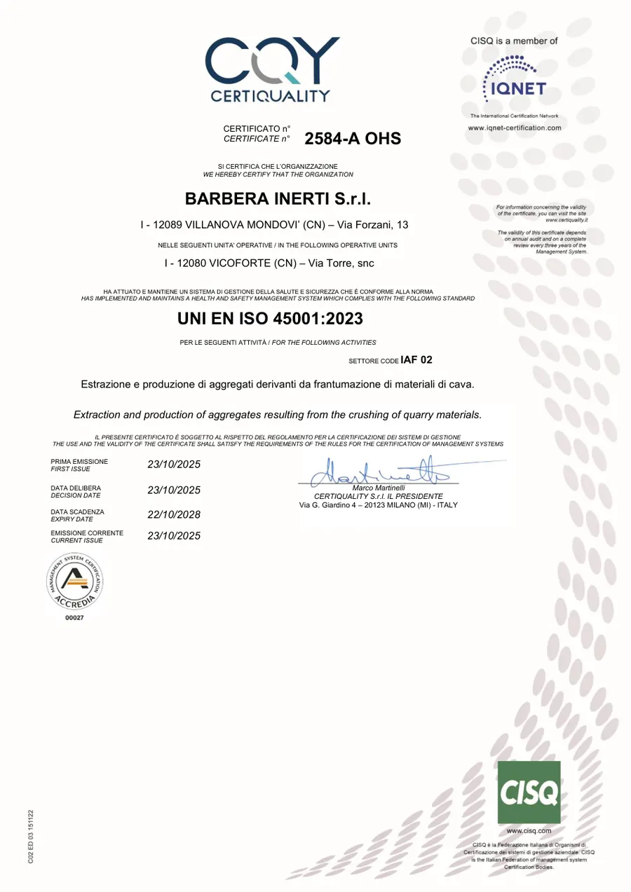 Anteprima: UNI EN ISO 45001:2023 · certificato 2584-A OHS